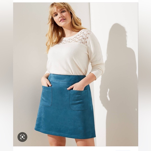 LOFT Turquoise Blue “Suede” Skirt 18P EUC - Picture 2 of 2
